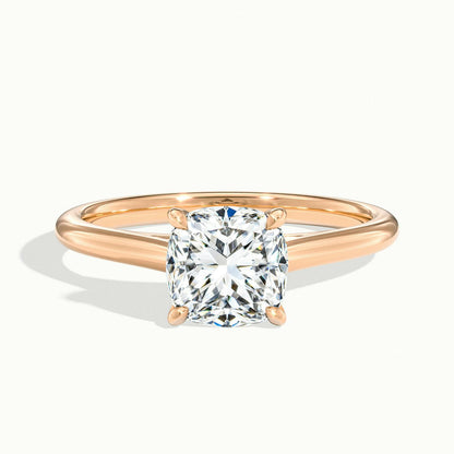 Mira 2 Carat Cushion Lab Grown Diamond Solitaire Engagement Ring in 14K Rose Gold - view 1