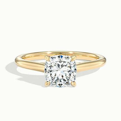 Mira 4.5 Carat Cushion Lab Grown Diamond Solitaire Engagement Ring in 18K Yellow Gold - view 1