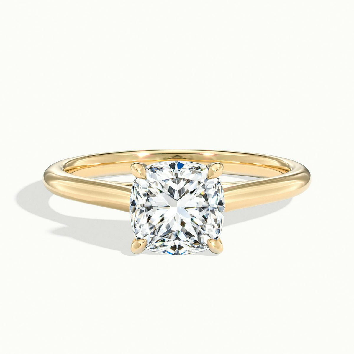 Mira 2 Carat Cushion Lab Grown Diamond Solitaire Engagement Ring in 14K Yellow Gold - view 1
