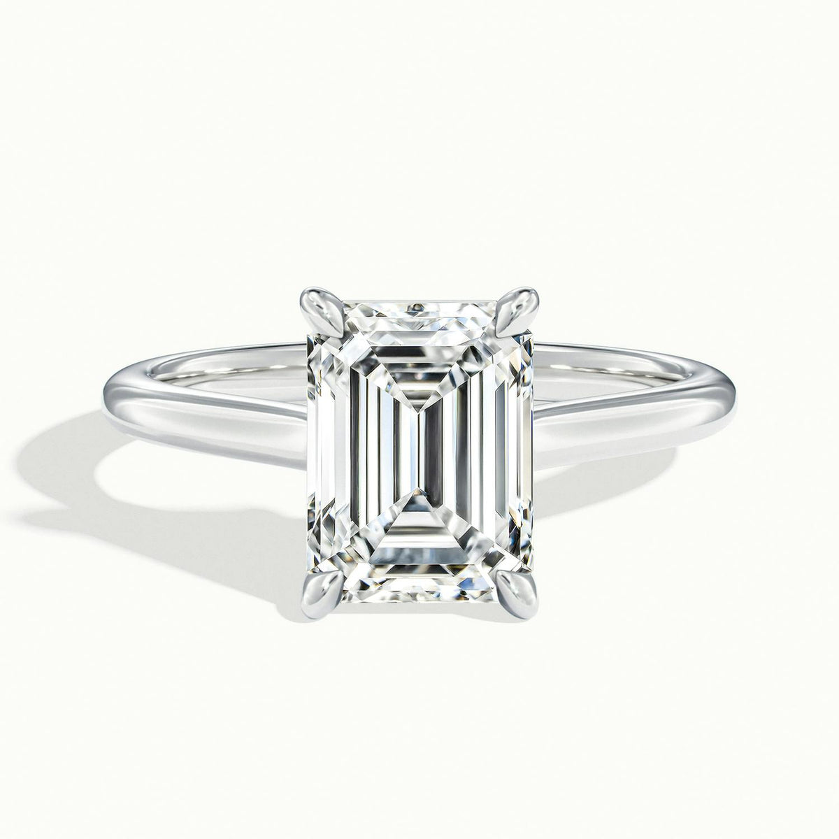 Mira 1 Carat Emerald Lab Grown Diamond Solitaire Engagement Ring in 18K White Gold - view 1