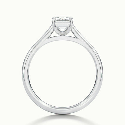 Mira 3 Carat Emerald Lab Grown Diamond Solitaire Engagement Ring in 925 Silver - view 3