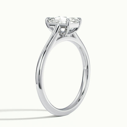 Mira 4 Carat Emerald Lab Grown Diamond Solitaire Engagement Ring in 10K White Gold - view 4
