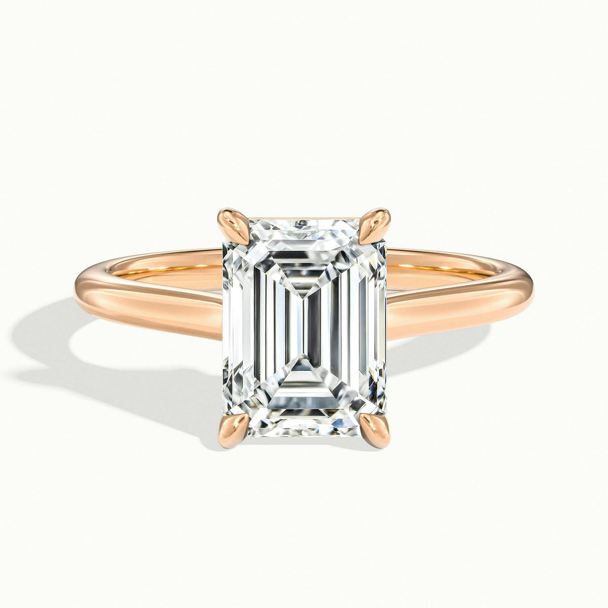 Mira 1.5 Carat Emerald Lab Grown Diamond Solitaire Engagement Ring in 14K Rose Gold - view 1
