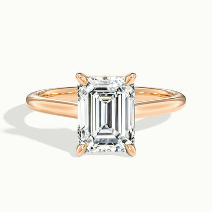 Mira 1 Carat Emerald Lab Grown Diamond Solitaire Engagement Ring in 10K Rose Gold - view 1