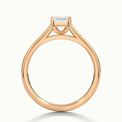 Mira 1 Carat Emerald Lab Grown Diamond Solitaire Engagement Ring in 10K Rose Gold - view 3