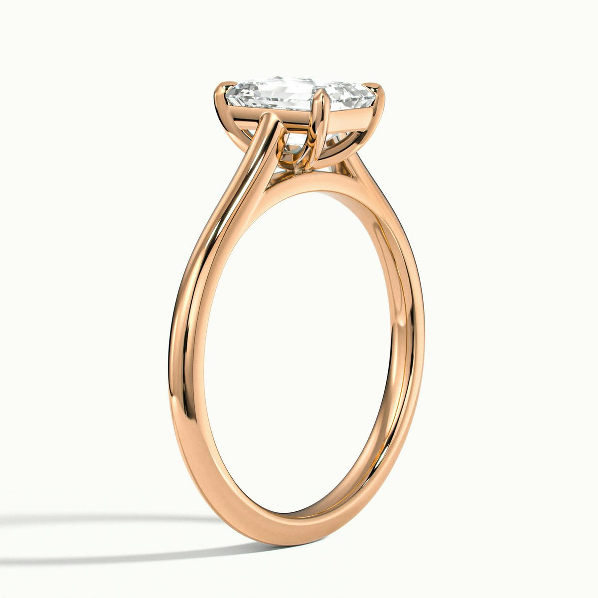 Mira 2 Carat Emerald Lab Grown Diamond Solitaire Engagement Ring in 10K Rose Gold - view 4
