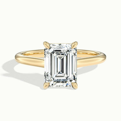 Mira 3.5 Carat Emerald Lab Grown Diamond Solitaire Engagement Ring in 10K Yellow Gold - view 1