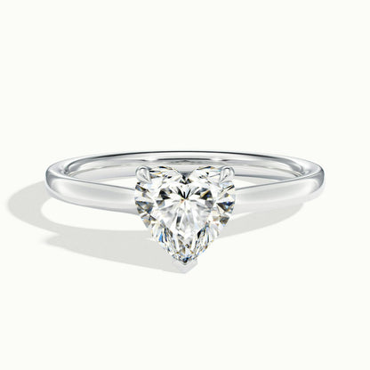 Mira 5 Carat Heart Lab Grown Diamond Solitaire Engagement Ring in 14K White Gold - view 1