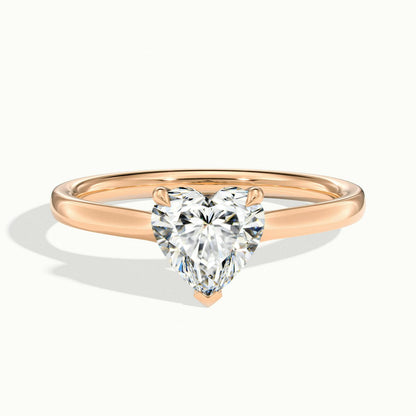 Mira 3 Carat Heart Lab Grown Diamond Solitaire Engagement Ring in 10K Rose Gold - view 1