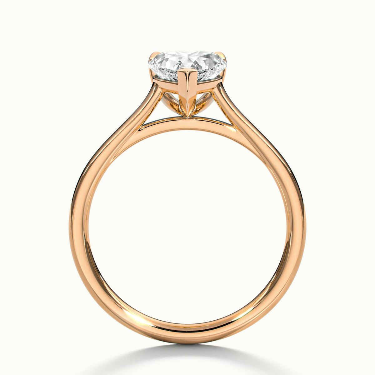 Mira 2 Carat Heart Lab Grown Diamond Solitaire Engagement Ring in 10K Rose Gold - view 3