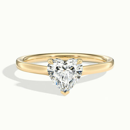 Mira 2.5 Carat Heart Lab Grown Diamond Solitaire Engagement Ring in 10K Yellow Gold - view 1