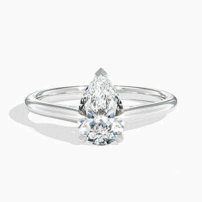 Mira 2 Carat Pear Lab Grown Diamond Solitaire Engagement Ring in 10K White Gold - view 1
