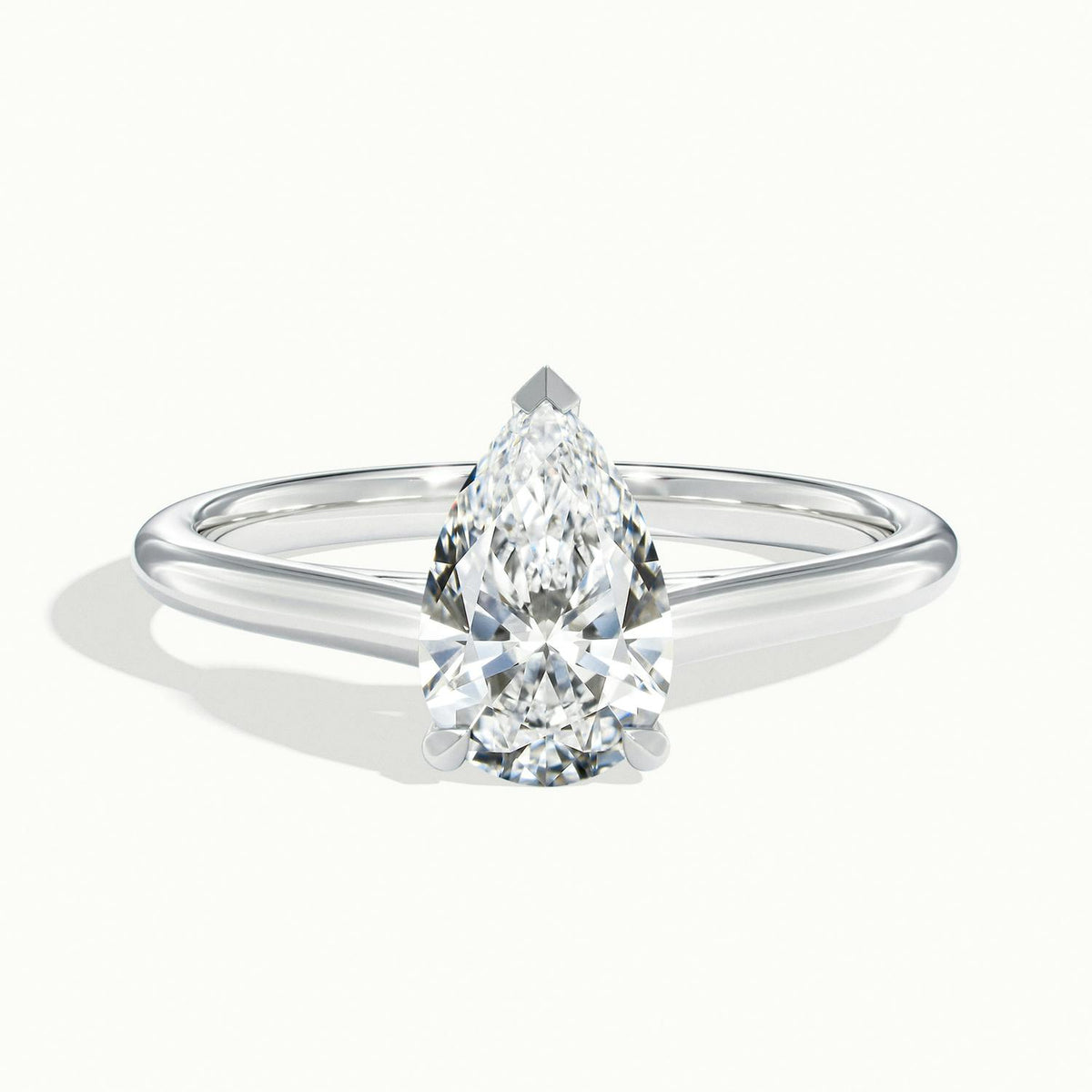 Mira 4.5 Carat Pear Lab Grown Diamond Solitaire Engagement Ring in 10K White Gold - view 1