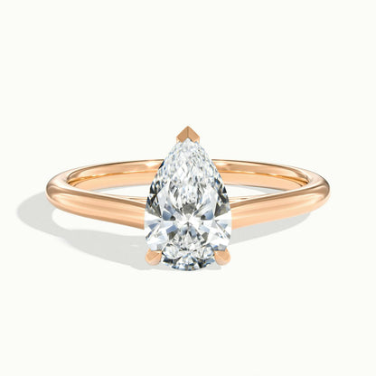 Mira 2 Carat Pear Lab Grown Diamond Solitaire Engagement Ring in 10K Rose Gold - view 1