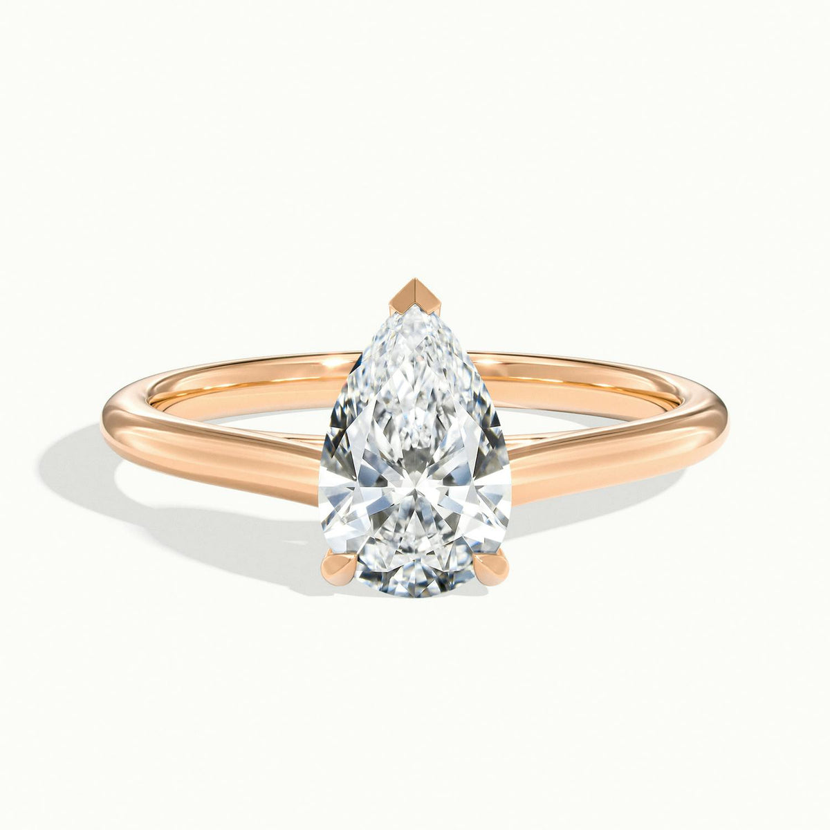 Mira 2 Carat Pear Lab Grown Diamond Solitaire Engagement Ring in 14K Rose Gold - view 1