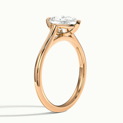 Mira 4 Carat Pear Lab Grown Diamond Solitaire Engagement Ring in 14K Rose Gold - view 4