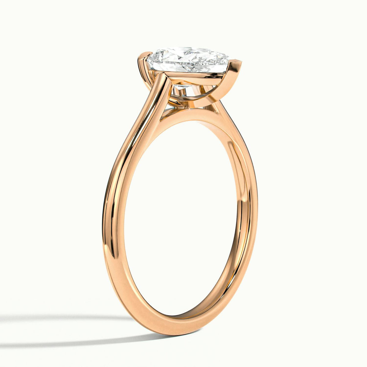 Mira 2.5 Carat Pear Lab Grown Diamond Solitaire Engagement Ring in 10K Rose Gold - view 4