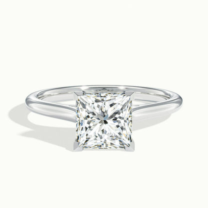 Mira 3 Carat Princess Lab Grown Diamond Solitaire Engagement Ring in 14K White Gold - view 1