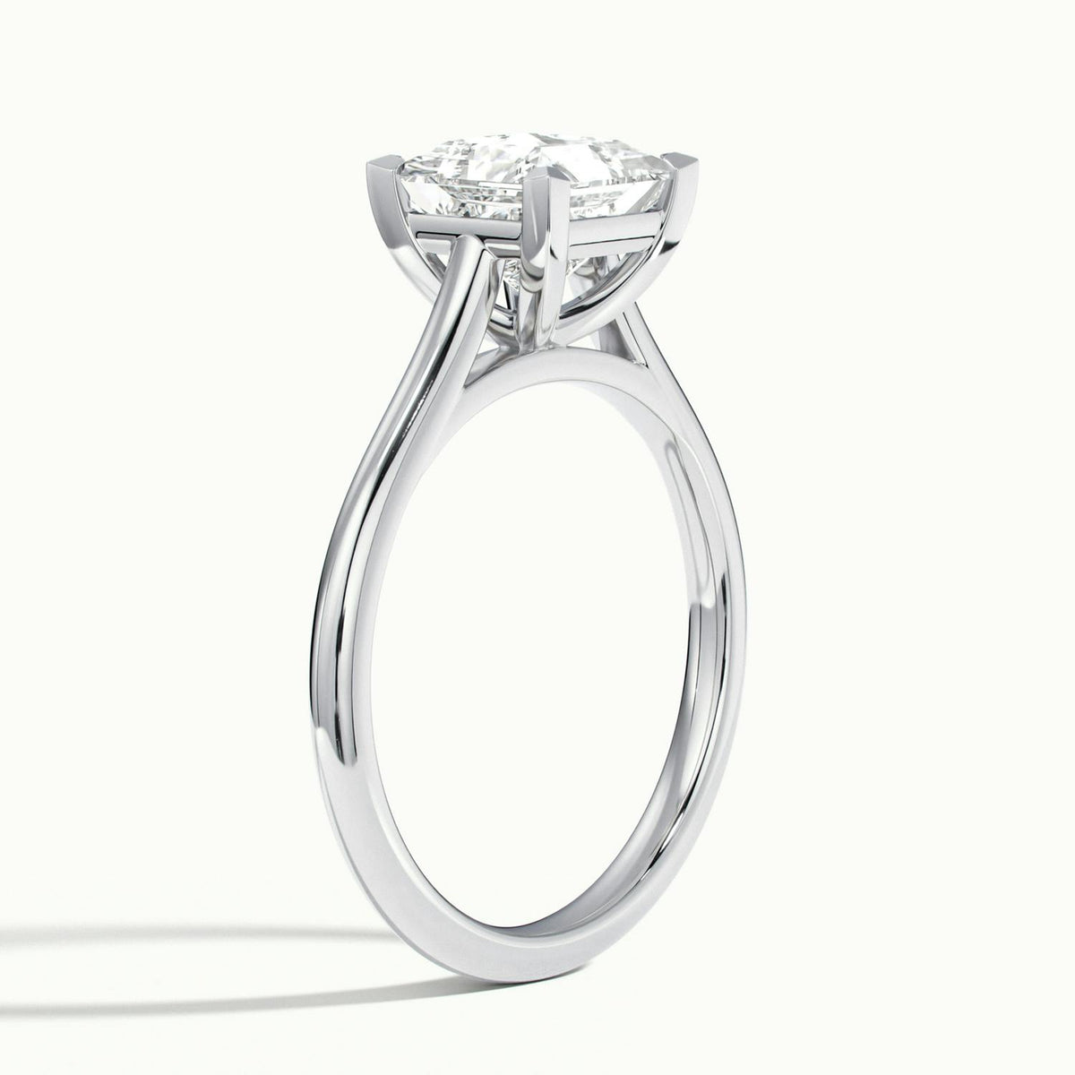 Mira 3 Carat Princess Lab Grown Diamond Solitaire Engagement Ring in 14K White Gold - view 4