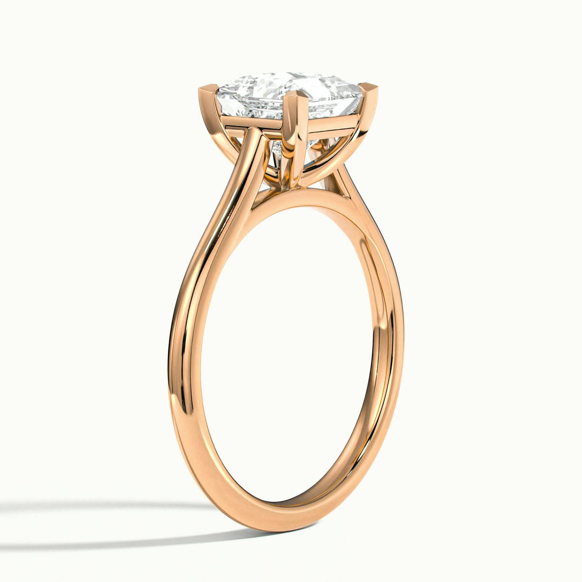 Mira 4 Carat Princess Lab Grown Diamond Solitaire Engagement Ring in 14K Rose Gold - view 4