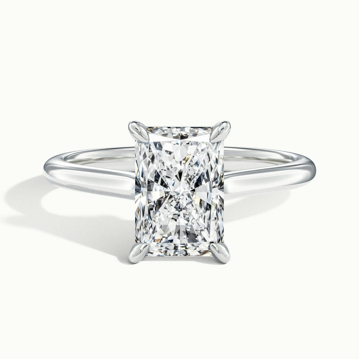 Mira 3 Carat Radiant Lab Grown Diamond Solitaire Engagement Ring in Platinum - view 1