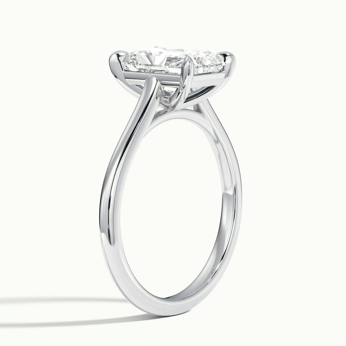 Mira 5 Carat Radiant Lab Grown Diamond Solitaire Engagement Ring in 14K White Gold - view 4