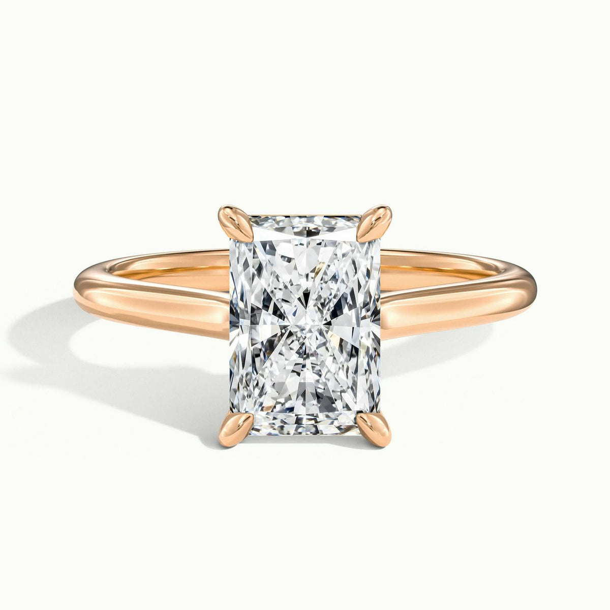 Mira 1 Carat Radiant Lab Grown Diamond Solitaire Engagement Ring in 14K Rose Gold - view 1