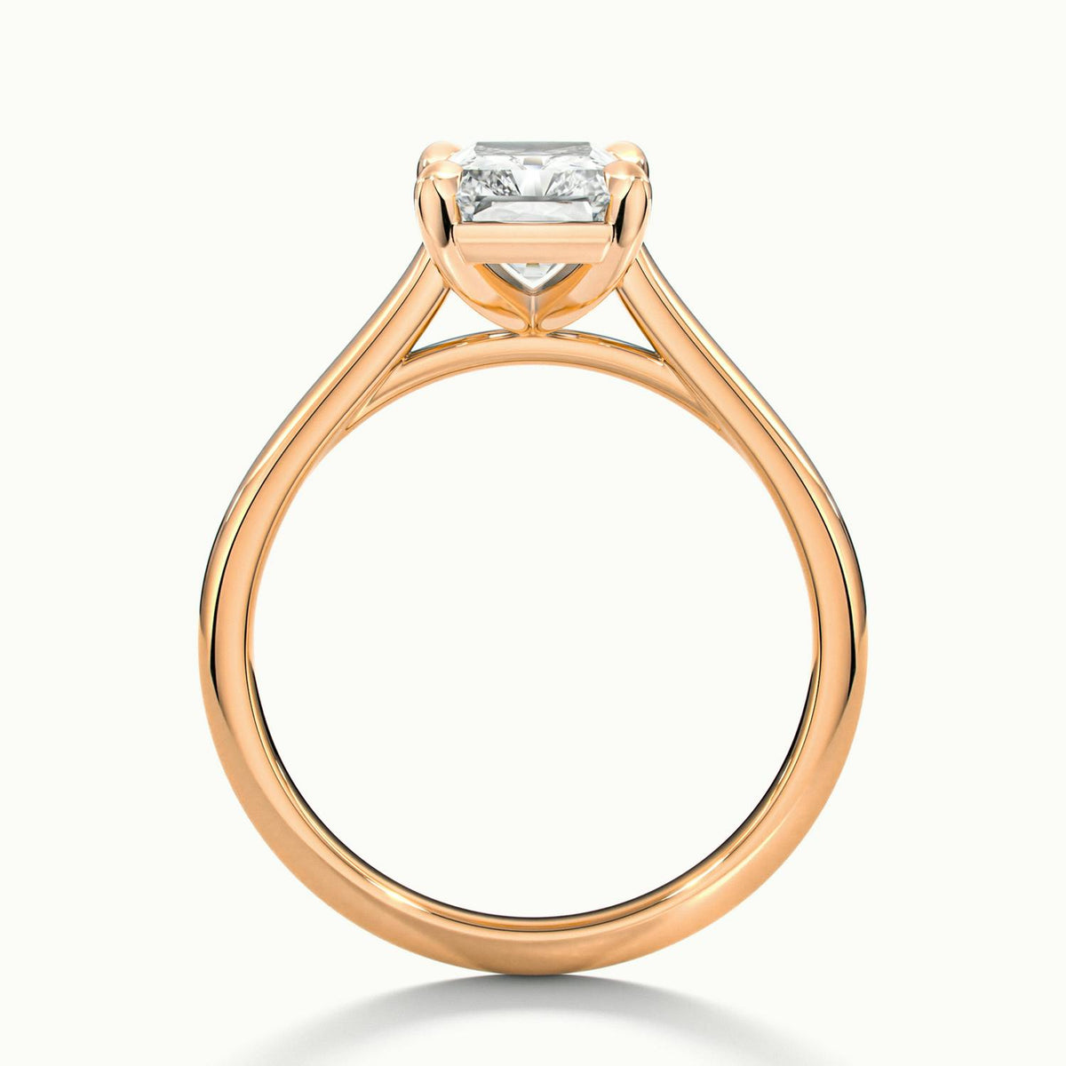 Mira 3 Carat Radiant Lab Grown Diamond Solitaire Engagement Ring in 10K Rose Gold - view 3