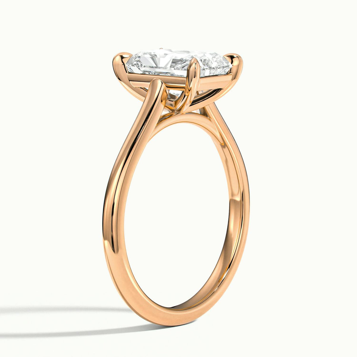 Mira 1 Carat Radiant Lab Grown Diamond Solitaire Engagement Ring in 14K Rose Gold - view 4