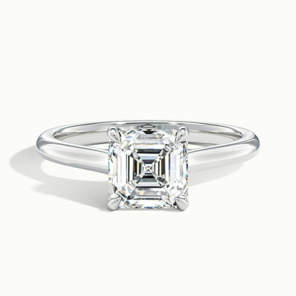 Talia 3 Carat Asscher Lab Grown Diamond Solitaire Engagement Ring in 14K White Gold - view 1