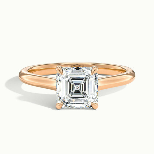 Talia 1.5 Carat Asscher Lab Grown Diamond Solitaire Engagement Ring in 18K Rose Gold - view 1