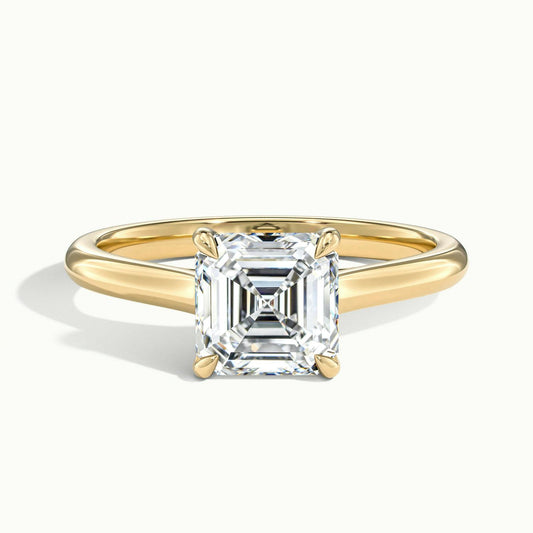 Talia 4 Carat Asscher Lab Grown Diamond Solitaire Engagement Ring in 18K Yellow Gold - view 1