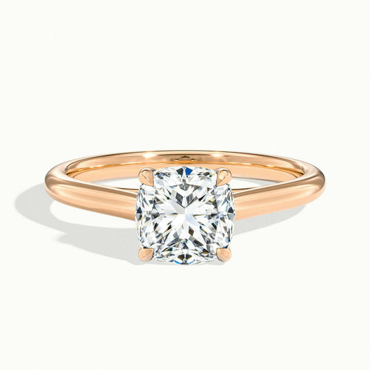 Talia 2.5 Carat Cushion Lab Grown Diamond Solitaire Engagement Ring in 14K Rose Gold - view 1