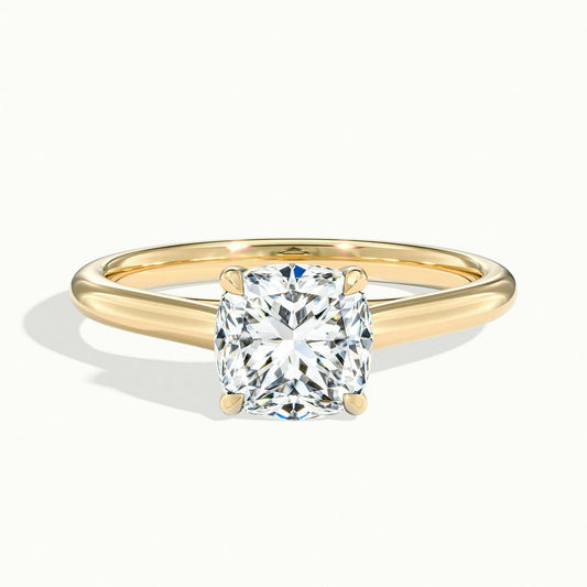 Talia 2.5 Carat Cushion Lab Grown Diamond Solitaire Engagement Ring in 14K Yellow Gold - view 1