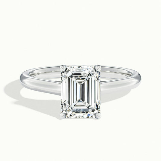 Talia 2.5 Carat Emerald Lab Grown Diamond Solitaire Engagement Ring in 925 Silver - view 1