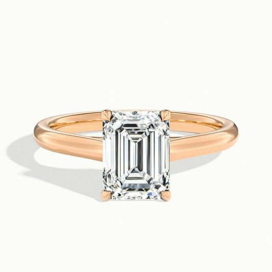 Talia 2 Carat Emerald Lab Grown Diamond Solitaire Engagement Ring in 10K Rose Gold - view 1
