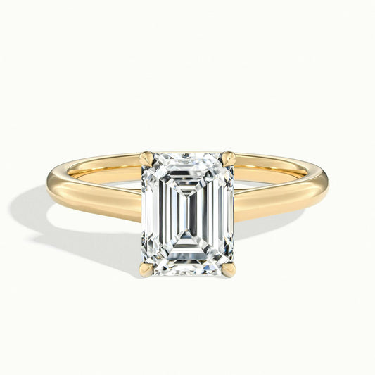 Talia 4 Carat Emerald Lab Grown Diamond Solitaire Engagement Ring in 14K Yellow Gold - view 1