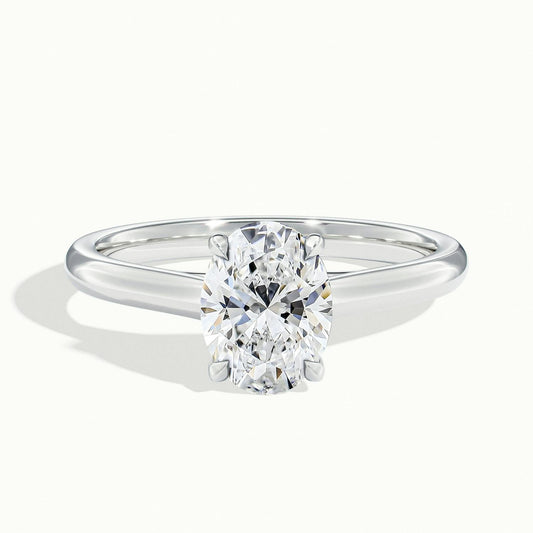 Talia 1 Carat Oval Lab Grown Diamond Solitaire Engagement Ring in Platinum - view 1