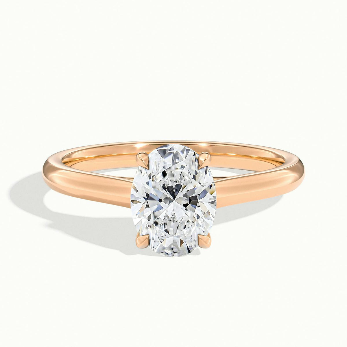 Talia 1.5 Carat Oval Lab Grown Diamond Solitaire Engagement Ring in 14K Rose Gold - view 1