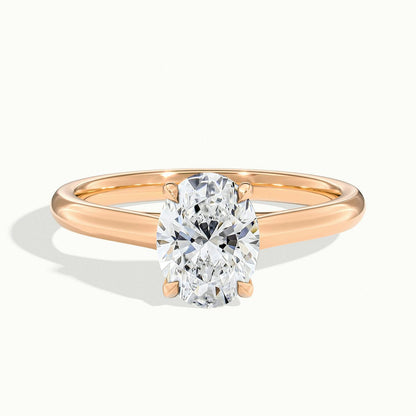 Talia 1.5 Carat Oval Lab Grown Diamond Solitaire Engagement Ring in 14K Rose Gold - view 1