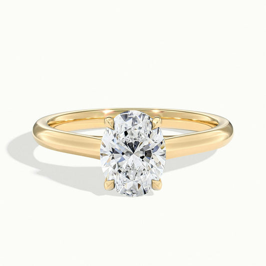 Talia 1 Carat Oval Lab Grown Diamond Solitaire Engagement Ring in 10K Yellow Gold - view 1