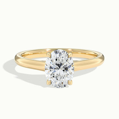 Talia 4.5 Carat Oval Lab Grown Diamond Solitaire Engagement Ring in 10K Yellow Gold - view 1
