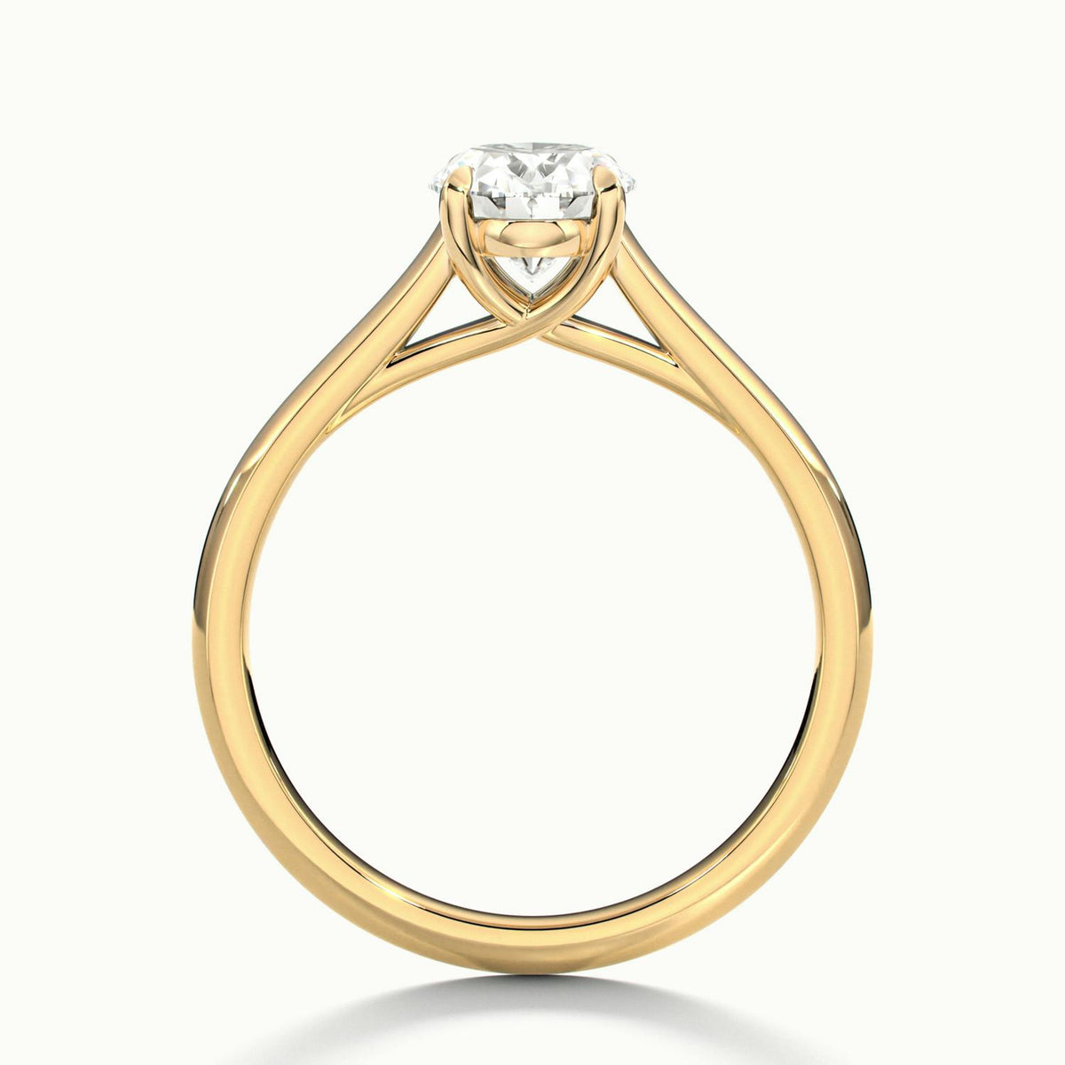 Talia 1 Carat Oval Lab Grown Diamond Solitaire Engagement Ring in 10K Yellow Gold - view 3