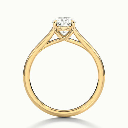 Talia 1 Carat Oval Lab Grown Diamond Solitaire Engagement Ring in 10K Yellow Gold - view 3