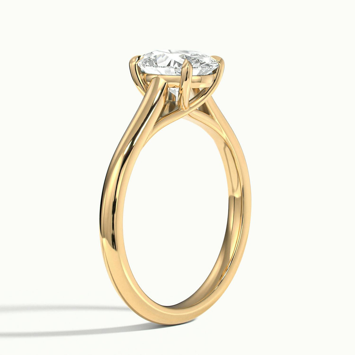 Talia 1 Carat Oval Lab Grown Diamond Solitaire Engagement Ring in 10K Yellow Gold - view 4