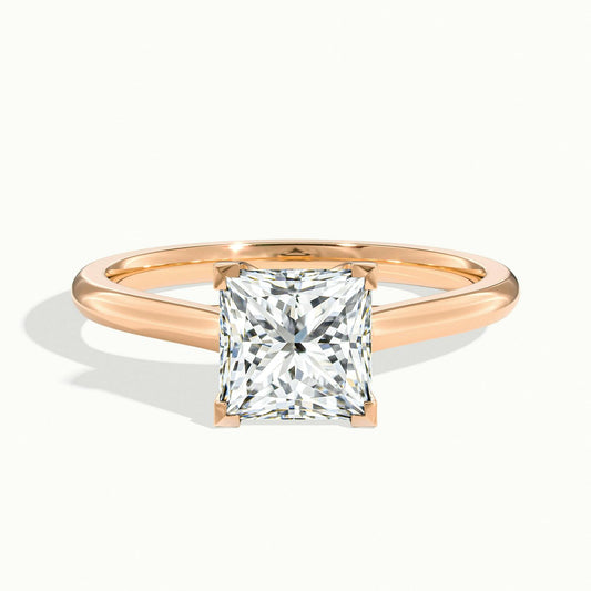 Talia 4 Carat Princess Lab Grown Diamond Solitaire Engagement Ring in 14K Rose Gold - view 1