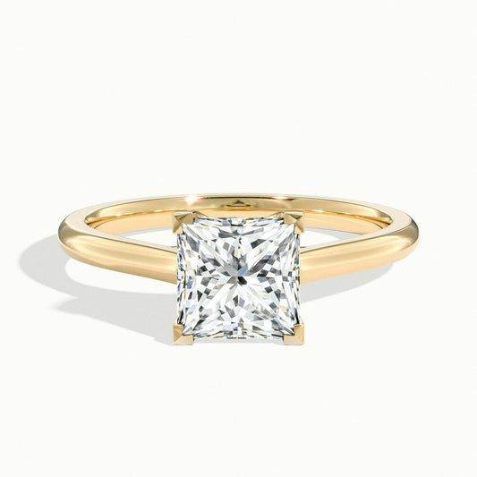 Talia 2.5 Carat Princess Lab Grown Diamond Solitaire Engagement Ring in 10K Yellow Gold - view 1