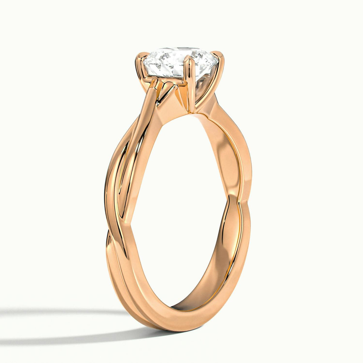 Ayla 5 Carat Round Lab Grown Diamond Solitaire Engagement Ring in 14K Rose Gold - view 4