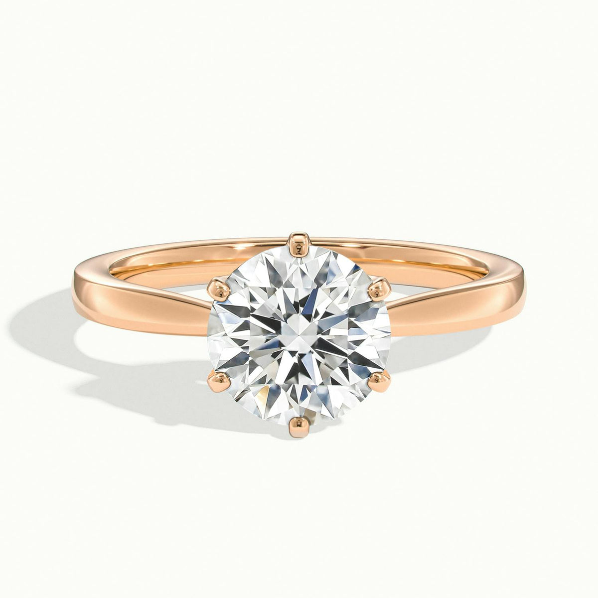 Livia 3 Carat Round Lab Grown Diamond Solitaire Engagement Ring in 14K Rose Gold - view 1
