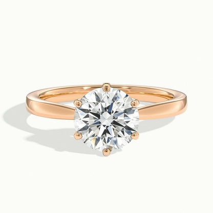 Livia 3 Carat Round Lab Grown Diamond Solitaire Engagement Ring in 14K Rose Gold - view 1